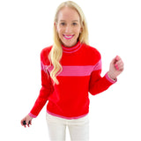 Pink & Red Mock Neck Betty Sweater