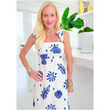 Cotton Tie Shoulder Seashell Dress