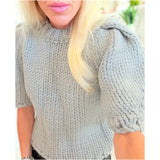 Grey Puff Sleeve Atta Sweater