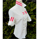 Handmade Pink & Red Grosgrain Ribbon White Tailored Oxford Shirt