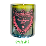 Recycled Dom, Cristal, Moet & Perrier Jouet Bottles into Hand Poured Candles