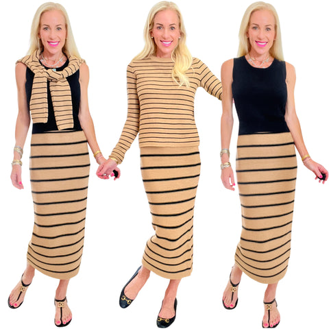 Tan & Black Knit Pilson Skirt & Top (sold separately)