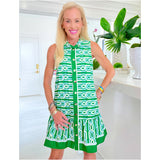 Blue & Green Pleated Gemma Dress