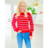 Pink & Red Gold Button Lisa Sweater