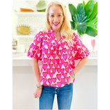 Puff Sleeve Happy Hearts Top