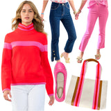 Pink & Red Mock Neck Betty Sweater