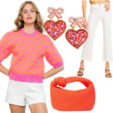 Pink & Orange Knit Hearts Ollie Sweater