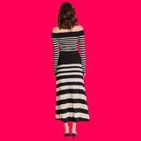 Black Cream Stripe Knit Everly Skirt