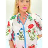 Vibrant Floral Puff Sleeve Dora Top