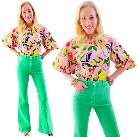 Bright Green Twill Belva Jeans