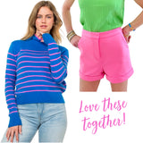 Pink & Blue CASHMERE Minka Sweater