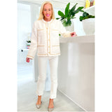 Ivory Fuzzy Knit Chain Detail Marisol Dress & Jacket (sold separately)