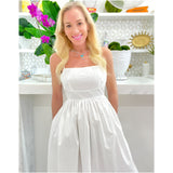 White Cotton Reese Dress w/ Pockets