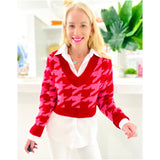 Pink & Red Houndstooth Logan Sweater