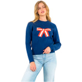 Navy & Orange Super Soft Gigi Bow Sweater