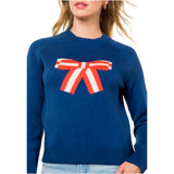 Navy & Orange Super Soft Gigi Bow Sweater