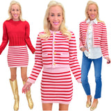 Pink Red Stripe Knit Janna Skirt & Jacket (sold separately)