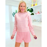 Pink Embellished Neckline Patsy Sweater