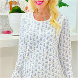 Pima Cotton Blue Bunny Pajama Short Set