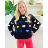 Multicolor Hearts Fine Marino Wool Hearts Sweater