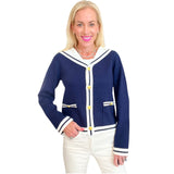 Navy & Ivory Gold Button Colette Cardigan Jacket