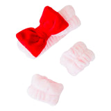 Red Bow Face Wash Headband & Wrist Bands