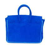 16” Cobalt Blue + Aqua Trim Terry Seychelles Tote w/ Removable Tassel