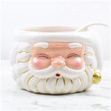 Ceramic White & Gold Santa Serving Bowl (or Planter) & Coffee Mug