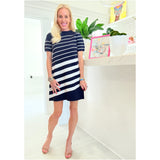 Navy & Ivory Knit Starns Dress