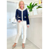 Navy & Ivory Gold Button Colette Cardigan Jacket