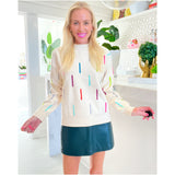 Ivory Confetti Embroidered Lottie Sweater