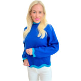 Blue Scalloped Lightweight Macie Sweater