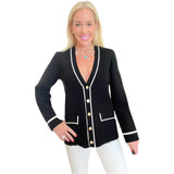 Black Knit Mallone Cardigan Jacket w/ Gold Buttons