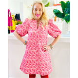 Pink Puff Sleeve Annabelle Dress