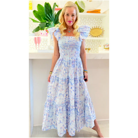 Flamingo Smocked Bahamas Dress w/Pockets