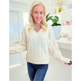 Gold Button Cable Knit Hannah Sweater