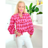 Pink & Red Ruffle Trim Cotton Hoppy Top