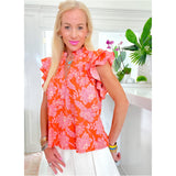 Lavender & Orange Floral Cotton Elsie Top