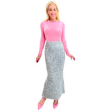 Heather Grey Fuzzy Knit Mermaid Maxi Skirt