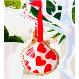 Hand Painted Gold Leafed Valentines Seashell Ornaments