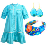 Aqua Piped Henley Dress