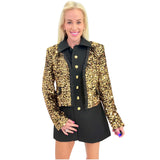 Black & Gold Rope Trimmed Sequin Monte Carlo Jacket