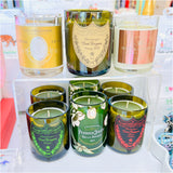 Recycled Dom, Cristal, Moet & Perrier Jouet Bottles into Hand Poured Candles