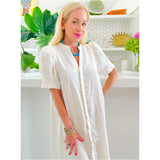 (Bestseller!) White Puff Sleeve Linen Athina Dress