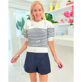 Navy Woven Jillian Shorts