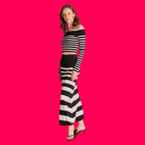 Black Cream Stripe Knit Everly Skirt
