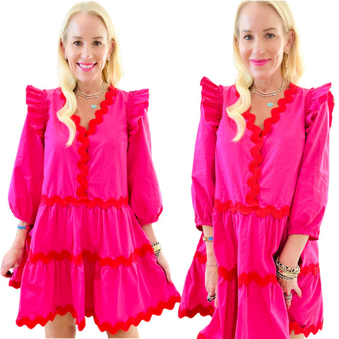 Pink & Red Ric Rac Dalton Dress