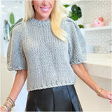 Grey Puff Sleeve Atta Sweater