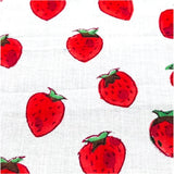 Ruffle Neck Strawberry Block Print Cotton Fields Top