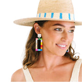 Palm Frond Blue Stripe Suzy Hat, Handmade in Guatemala